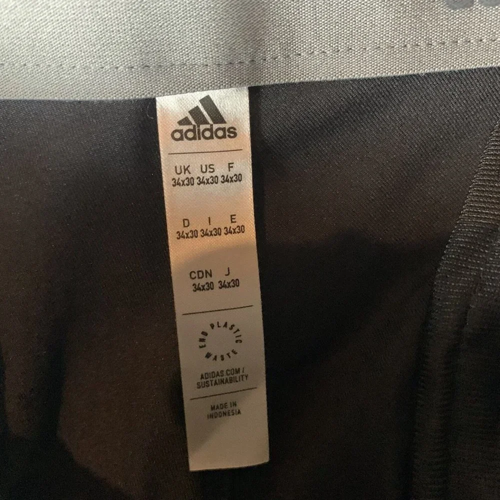 Adidas Pants Mens 34 x 30 Black Straight-Leg Slash Pockets Mid-Rise Classic 6767